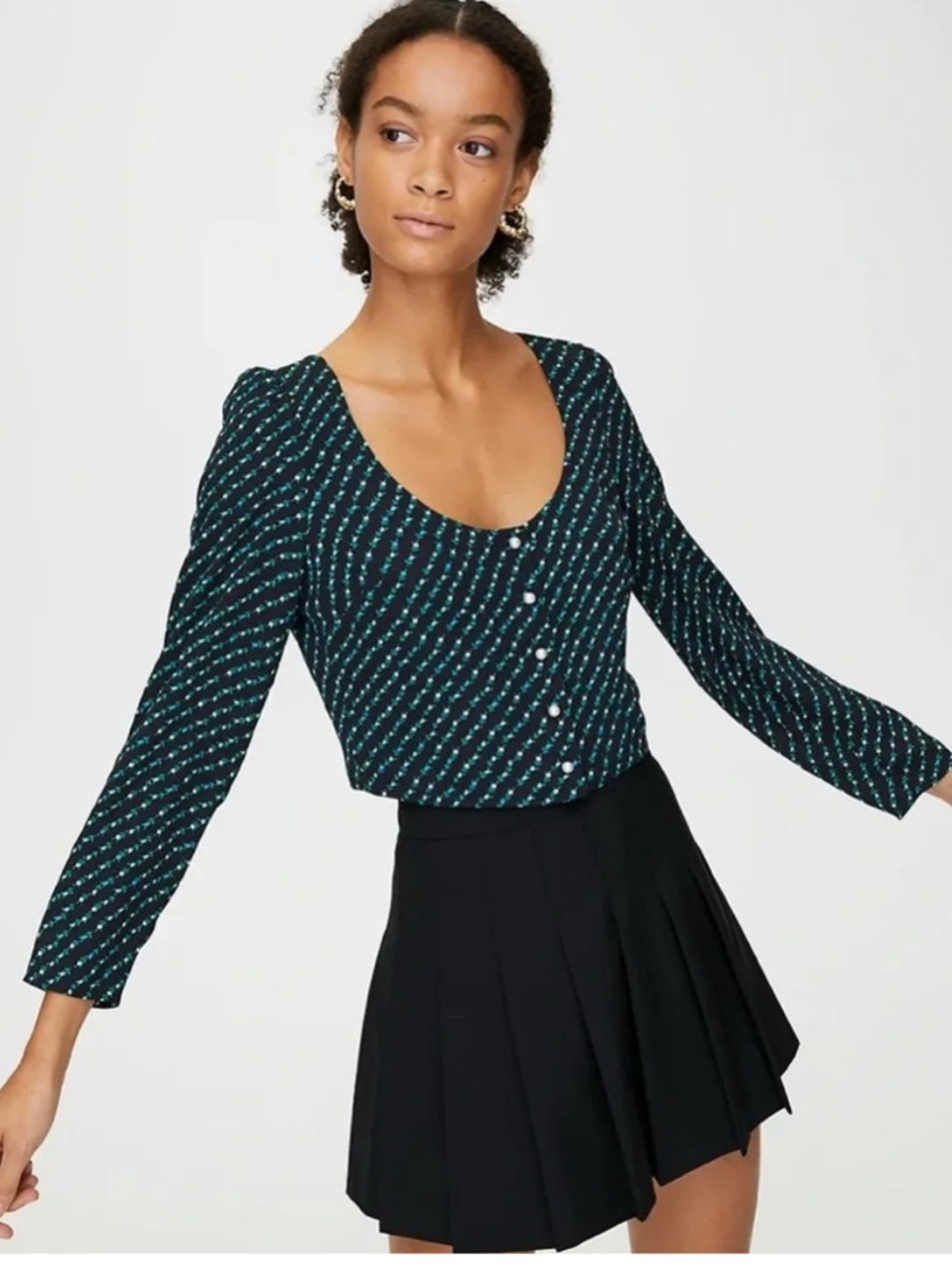Sunday Best Aritzia Kissy Micro Floral Long Sleeve Blouse Women’s Size Small